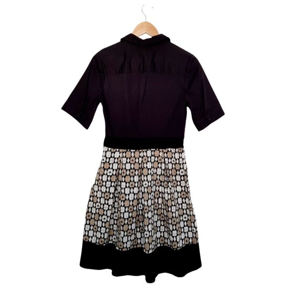 DIANA FERRARI Womens Black White Beige Button Up Shirt Dress - Size 10 - Picture 4 of 7